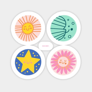 Sun + Moon+ Star + Flower Sticker Set Sticker